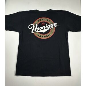 Hoonigan T-Shirt Men's Large Black Red Gold Drift Racing Streetwear 100% Cotton